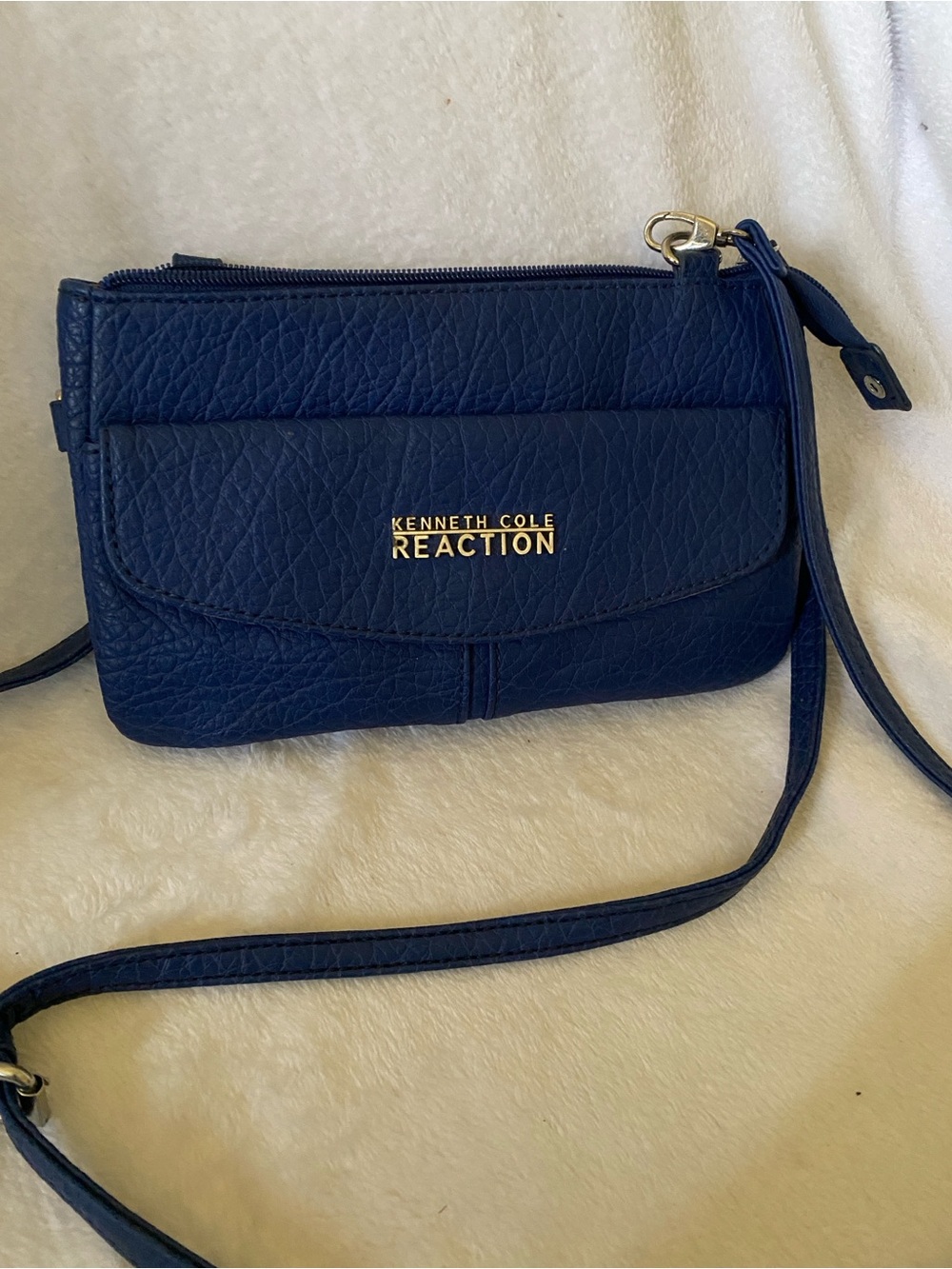 Kenneth Cole Reaction deep navy leather crossbody clutch